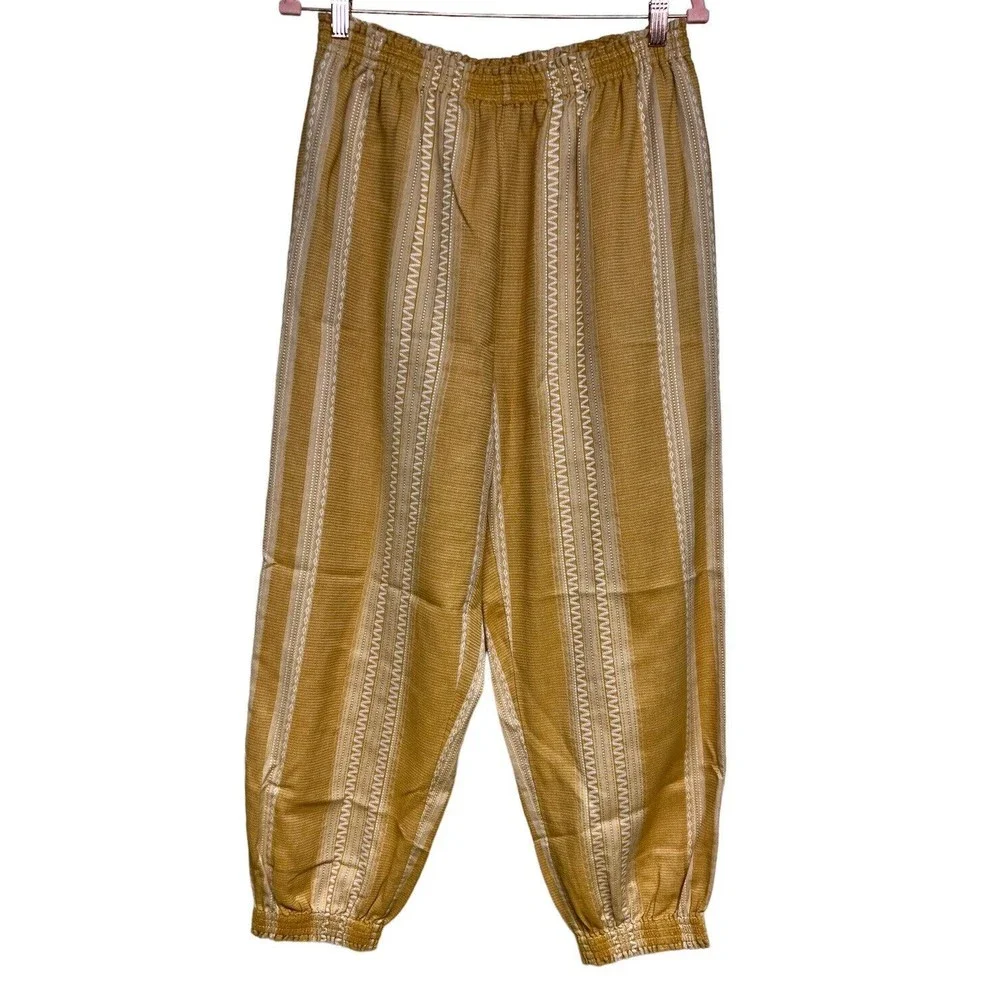 Tory‎ Burch Elastic Waist Casual Pants Orange/Ivory Women’s Size 12